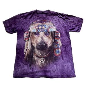 The Mountain Groovy Hippie Dog Purple Tie Dye Tee Size XL